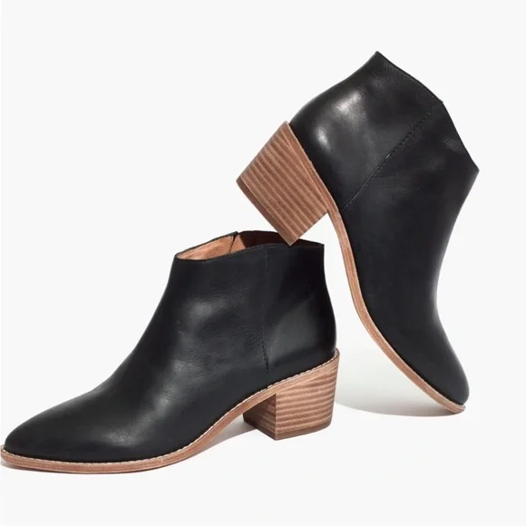 Madewell Shoes Madewell Booties Leather Ankle Boots Black